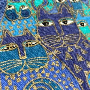 Laurel Burch Blue Cat Design Cosmetic Bag